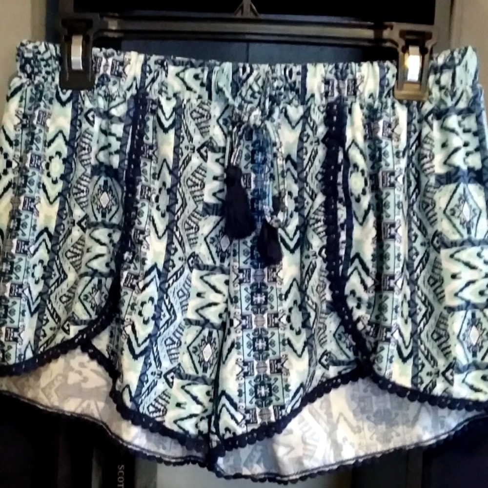 Blue and White Shorts with Equisite Design